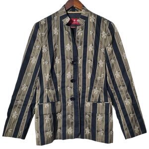 Dino Moda Floral Embroidered Blazer Size 8 Asian Jacket Mandarin Collar Womens